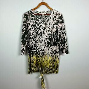 Christopher & Banks large 3/4 sleeve tie front long line top with tie dye